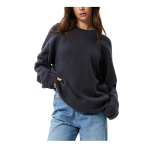 Afends Solace Unisex Organic Knit Crew Neck Jumper - Charcoal