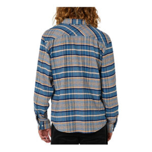 Brixton Bowery Stretch Water Resistant Flannel - Blue Heaven/Paradise Orange/Off White