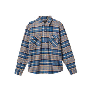 Brixton Bowery Stretch Water Resistant Flannel - Blue Heaven/Paradise Orange/Off White