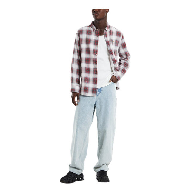 Rollas Men At Work Shadow Check Shirt - Red Check
