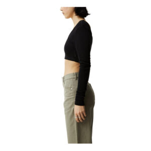 Afends Milla Hemp Rib LS Cropped Top - Black