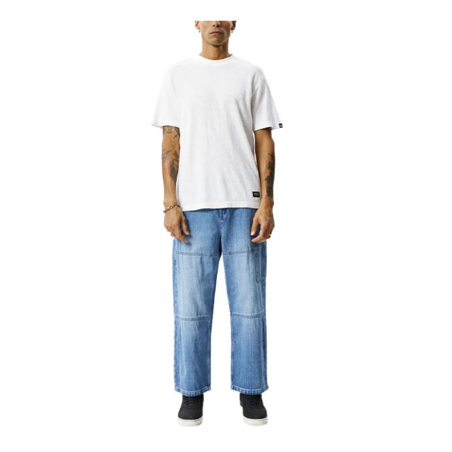 Afends Richmond Hemp Denim Baggy Workwear Jeans - Worn Blue