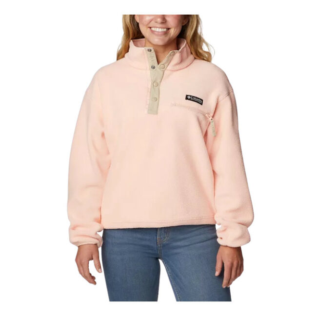 Columbia W Helvetia Cropped Half Snap Fleece - Peach Blossom/Ancient Fossil