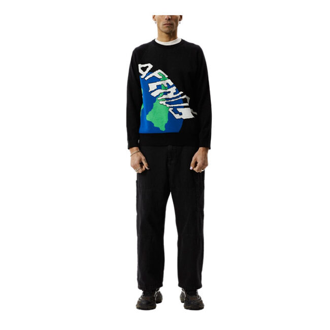 Afends Orbital Recycled Raglan Knit - Black