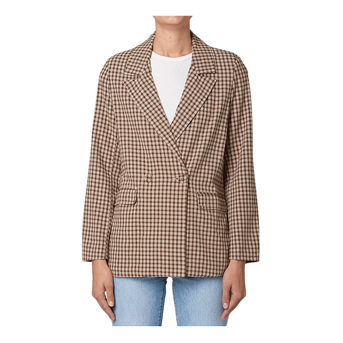 Rollas - Slouch Blazer Gingham - Khaki - Hemley Store Australia