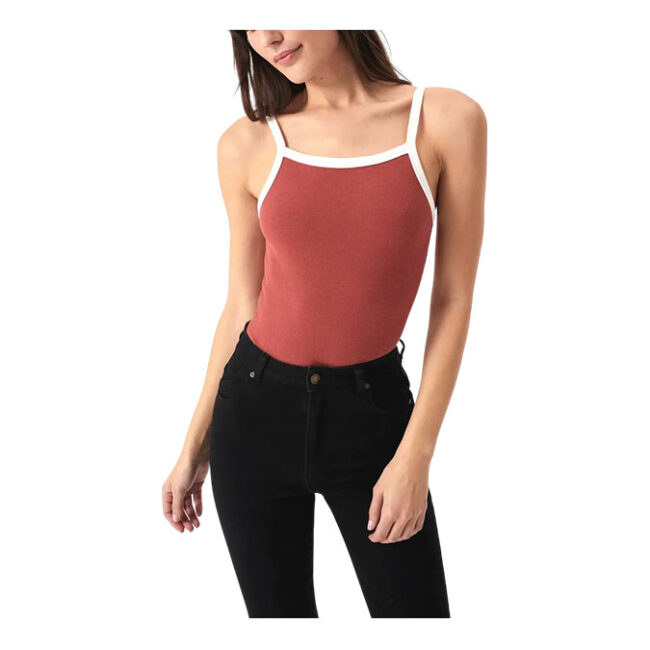 Rollas Organic Naomi Tank - Brick/Vintage White