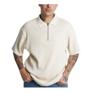 Thrills - Beholder Waffle Three Quarter Zip Polo - Unbleached