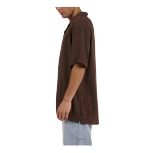 Thrills - Natural Effects Bowling Shirt - Postal Brown