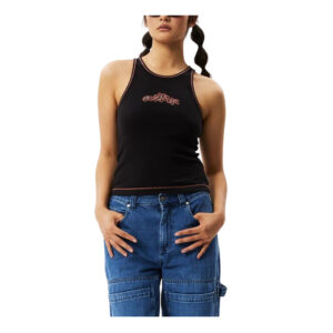 Afends Bouquet Pearly Ribbed Singlet - Black