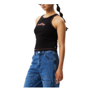 Afends Bouquet Pearly Ribbed Singlet - Black