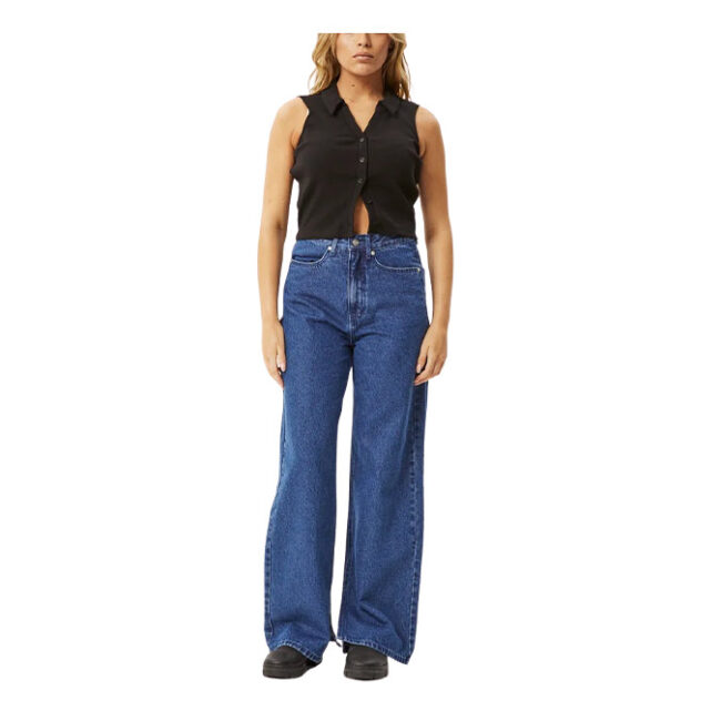 Afends Eliza Organic Rib Sleeveless Shirt - Black