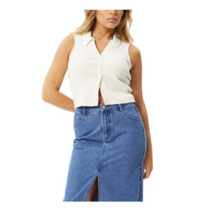 Afends Eliza Organic Rib Sleeveless Shirt - White