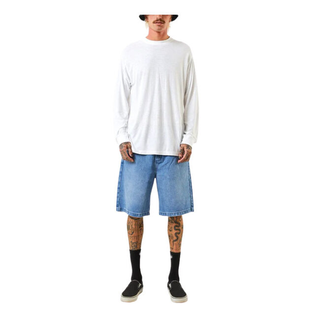 Afends Lil C Hemp Denim Baggy Shorts - Authentic Blue