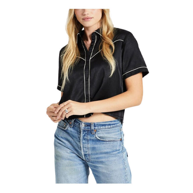Brixton Hyde Satin SS Woven Shirt - Black