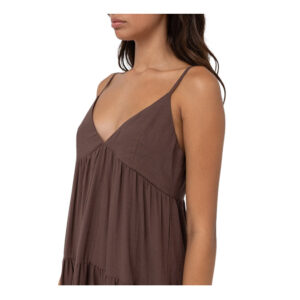 Rhythm Classic Tiered Midi Dress - Chocolate