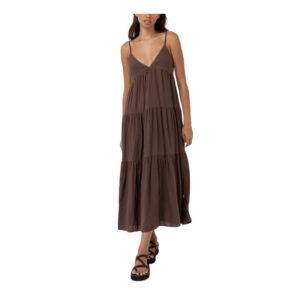 Rhythm Classic Tiered Midi Dress - Chocolate
