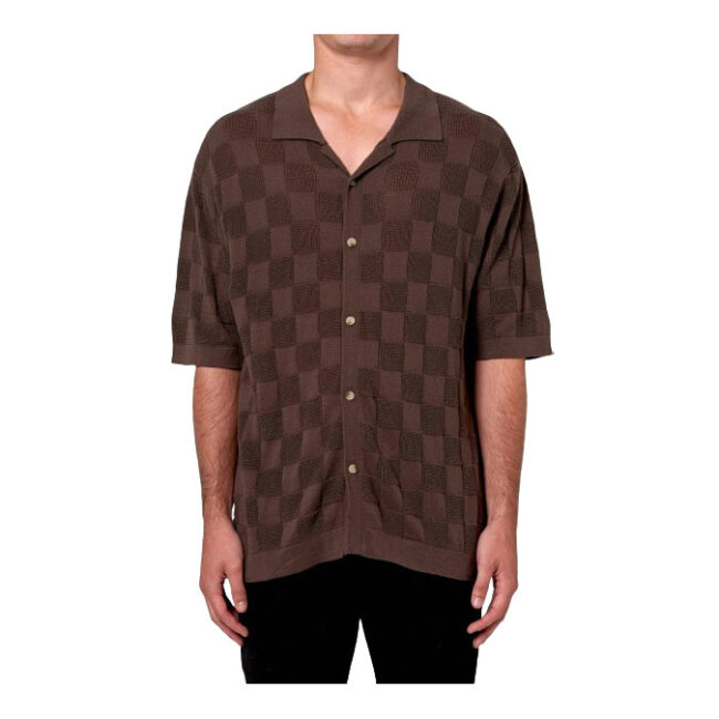 Rollas Checker Knit Shirt - Brown
