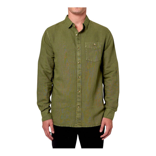Rollas Men At Work LS Hemp Shirt - Olive