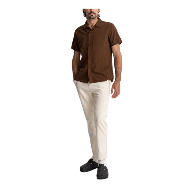 Rhythm Classic Linen SS Shirt - Chocolate