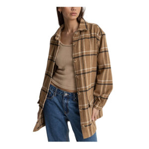 Rhythm Long Check Shacket - Caramel