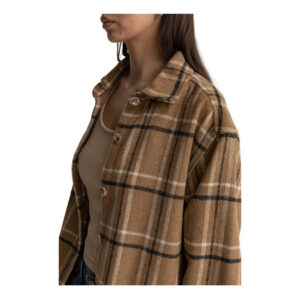 Rhythm Long Check Shacket - Caramel