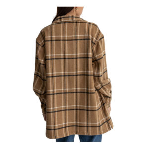 Rhythm Long Check Shacket - Caramel