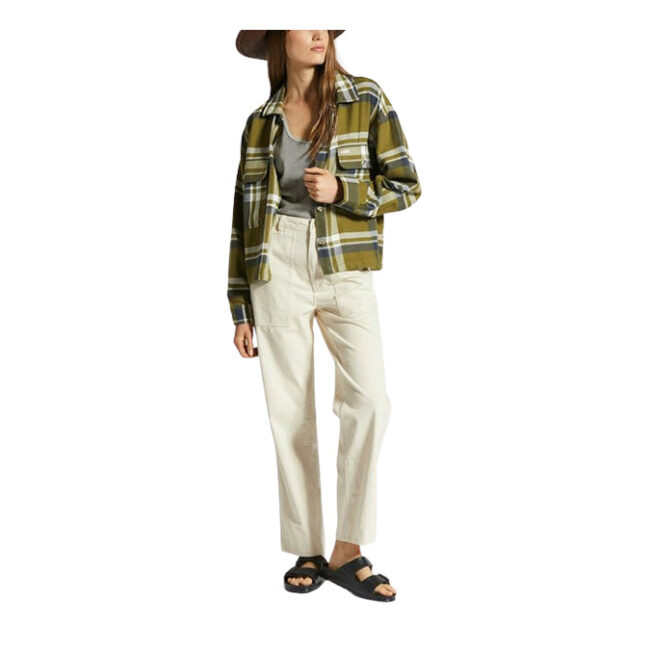 Brixton Bowery W LS Flannel - Sea Kelp/Washed Navy