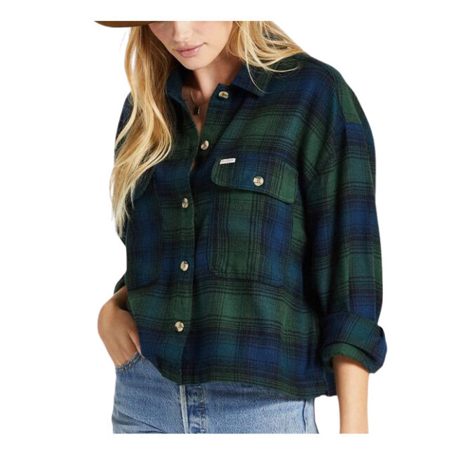 Brixton Bowery W LS Flannel - Pine Needle/Deep Sea