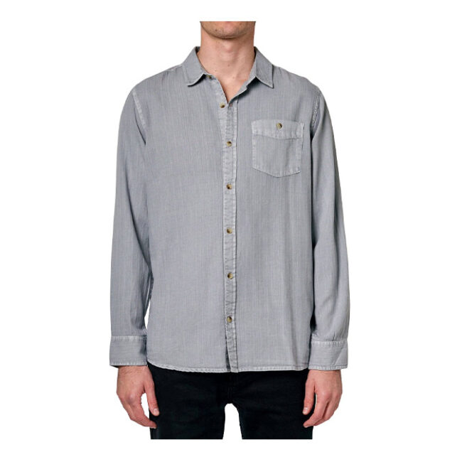 Rollas Herringbone Shirt - Light Grey