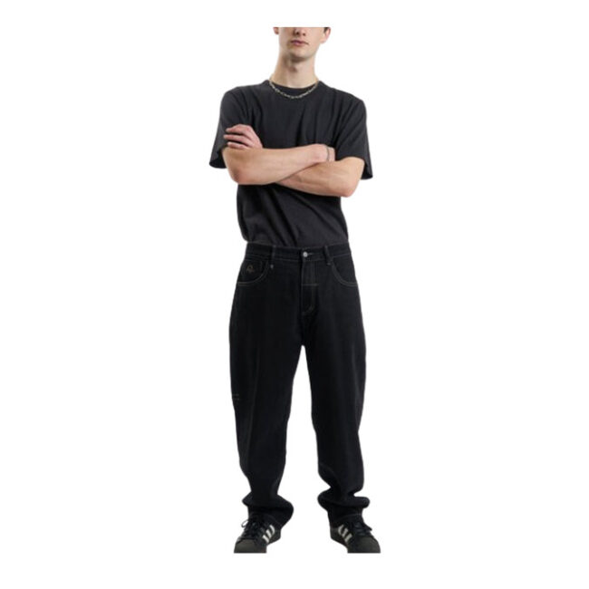 Thrills Big Slacker Disorder Embro Denim Jean - Black Rinse
