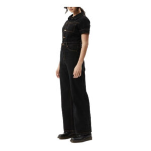 Afends Estrella Organic Denim Flared Leg Jumpsuit - Black