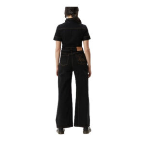 Afends Estrella Organic Denim Flared Leg Jumpsuit - Black