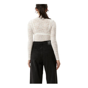 Afends Poet Recycled Lace Long Sleeve Top - White
