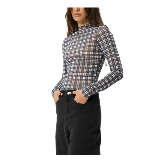 Afends Asher Recycled Sheer Long Sleeve Top - Black