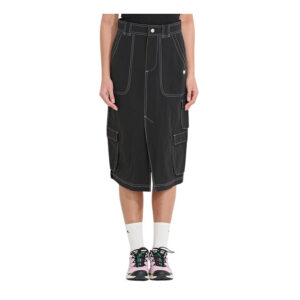 Misfit Water Pipe Cargo Midi Skirt - Black