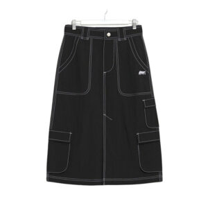 Misfit Water Pipe Cargo Midi Skirt - Black