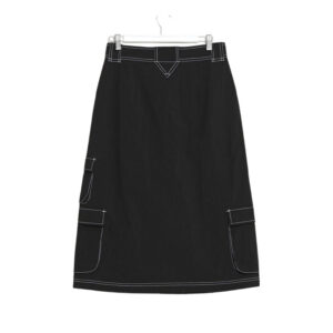 Misfit Water Pipe Cargo Midi Skirt - Black