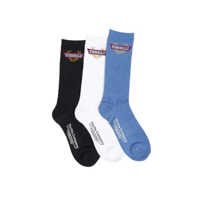 Thrills Built For Speed 3 Pack Sock - Merch Black/White/Bijou Blue