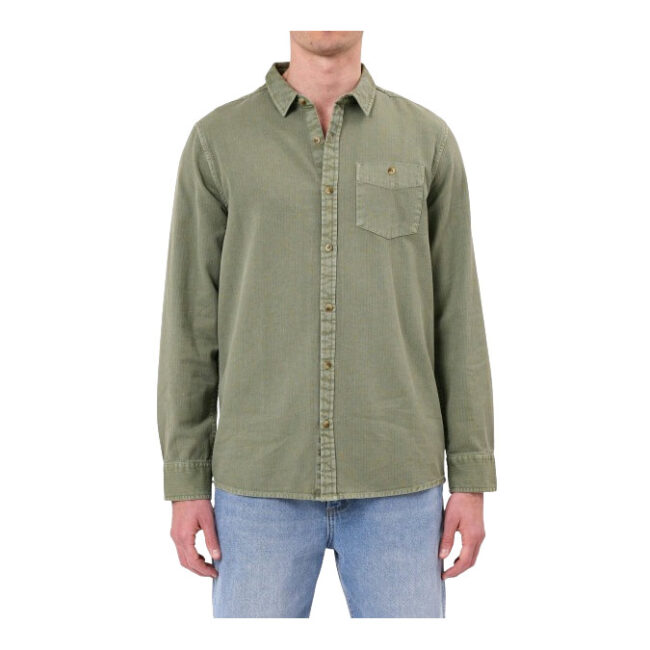 Rollas Herringbone Shirt - Faded Army