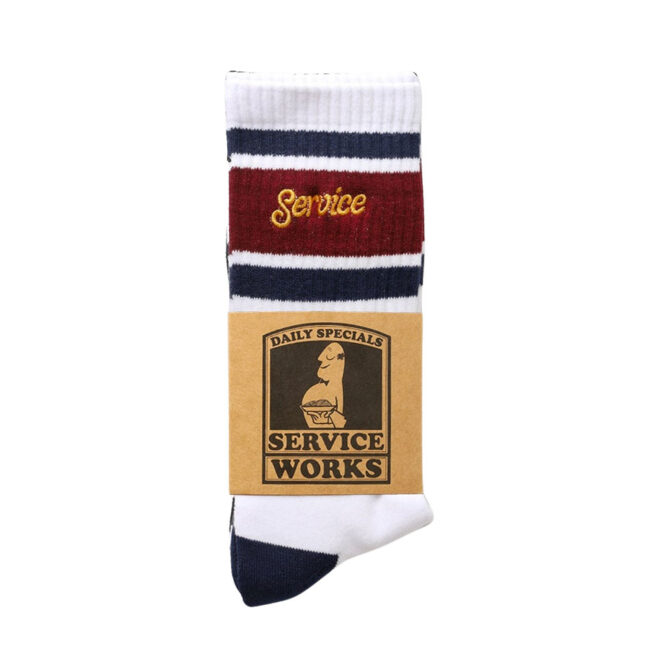 Service Works Logo Ringer Socks - White
