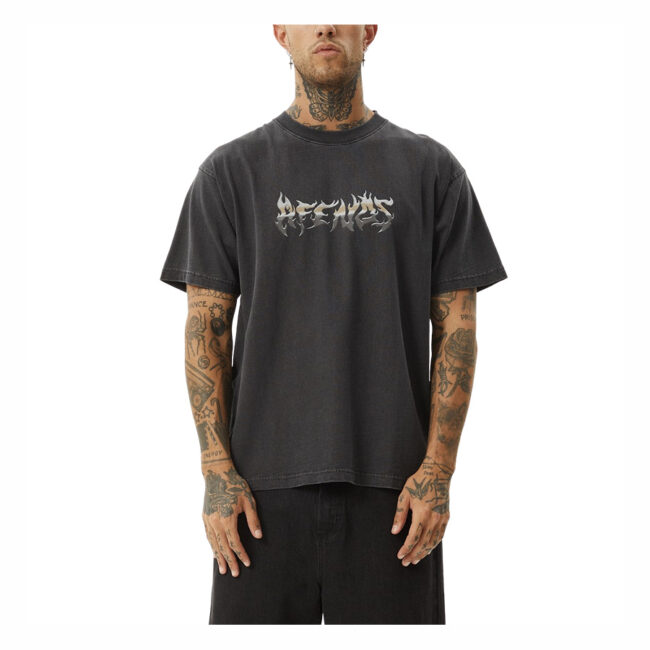 Afends Scorched Heavy Recycled Boxy Fit Tee - Stone Black