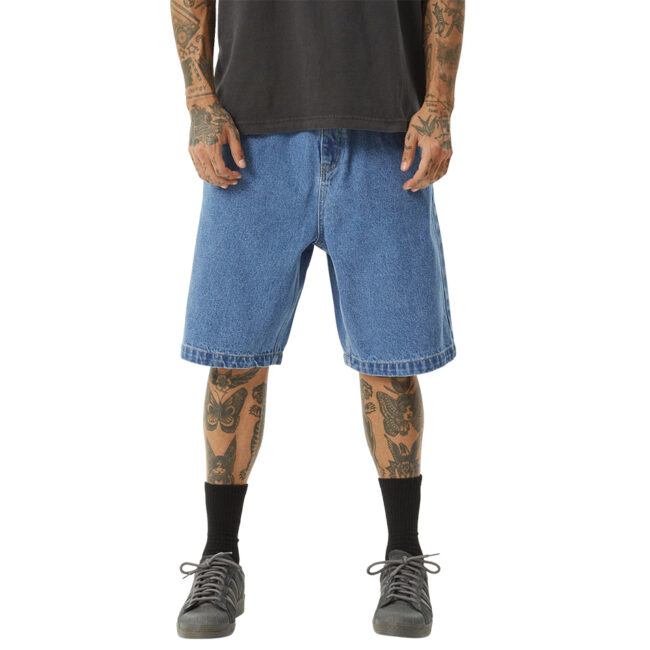 Afends Lil C Denim Baggy Short 22" - Worn Blue