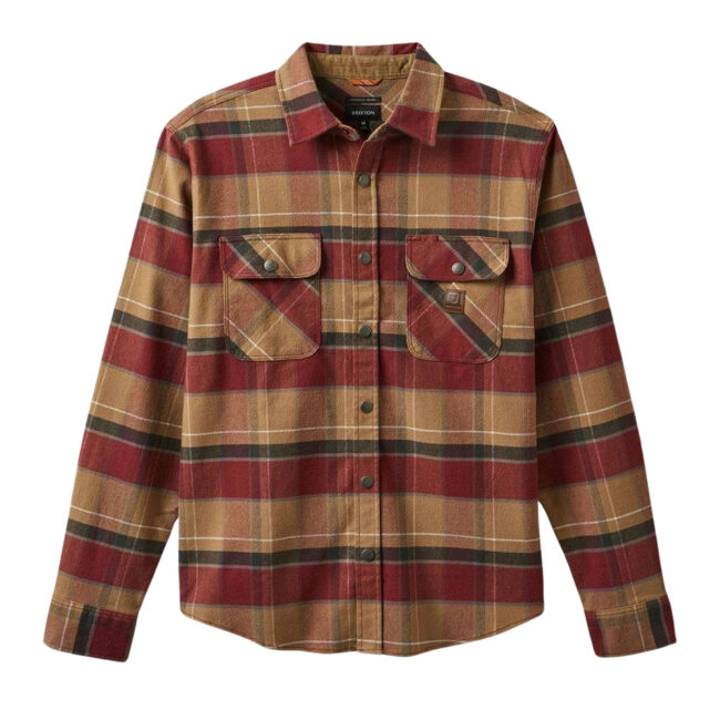 Brixton Builders Bowery Stretch Water Resistant Shirt - Woodsmoke/Cordovan Red/Washed