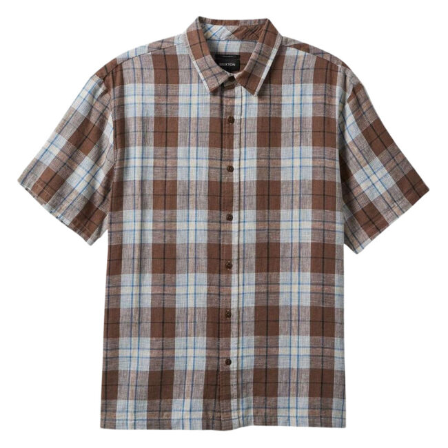 Brixton Cru Blend Woven Shirt - Pinecone Brown/Coronet Blue