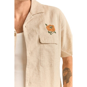 Rhythm Embroidered Seersucker SS Shirt - Natural