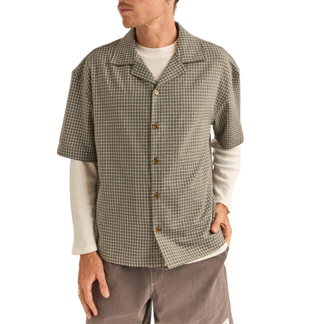 Rhythm Relaxed Check SS Shirt - Olive