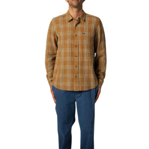 Brixton Charter Linen Blend L/S - Washed Copper/Whitecap Plaid