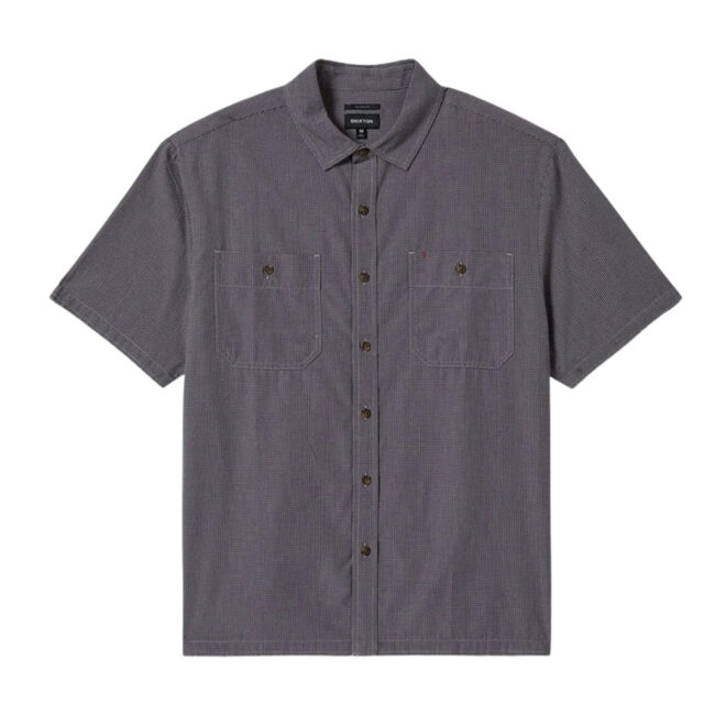 Brixton Cru Micro Plaid S/S - Washed Navy Micro Plaid