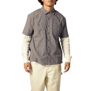 Brixton Cru Micro Plaid S/S - Washed Navy Micro Plaid