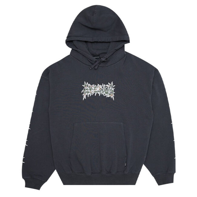 Afends Hidden Boxy Pull On Hood - Charcoal